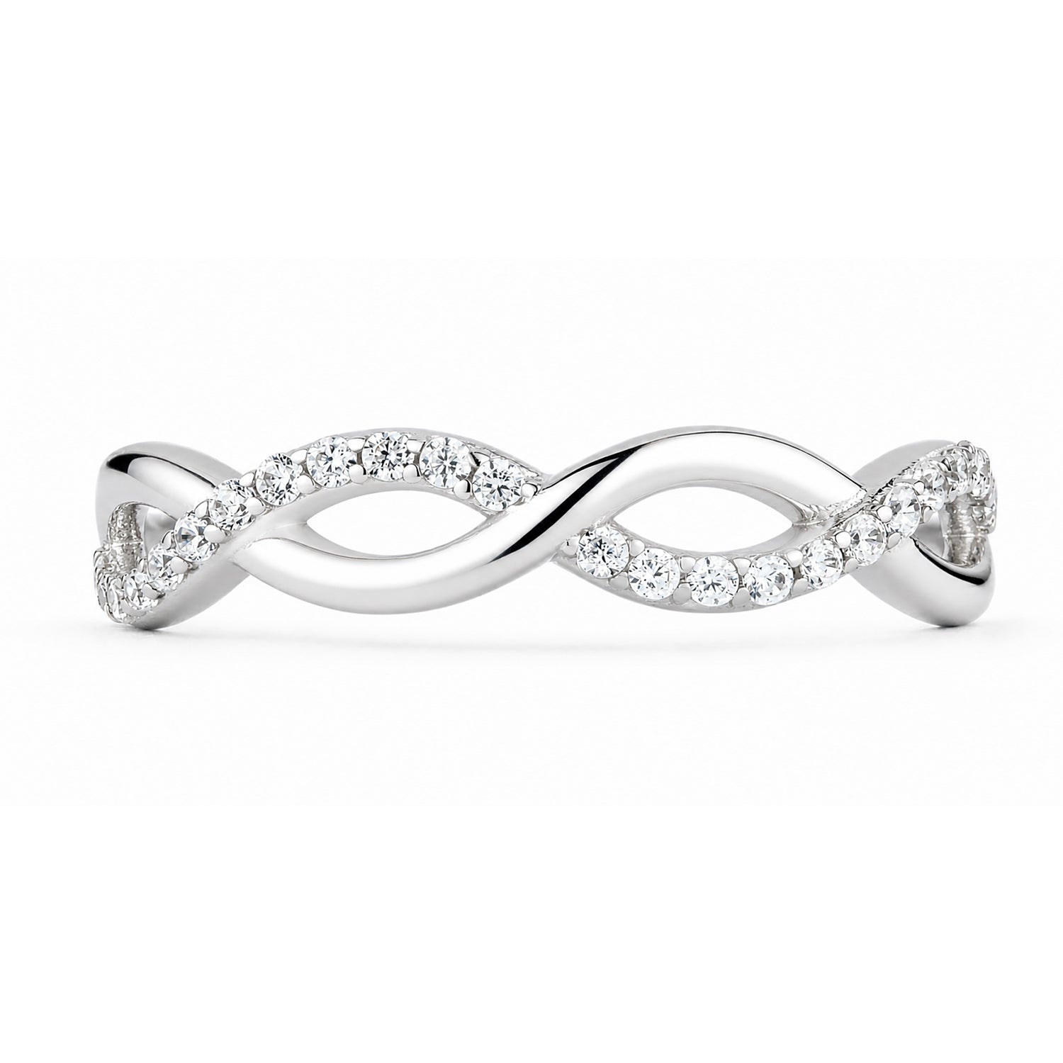 9ct White Gold Cubic Zirconia Infinity Ring