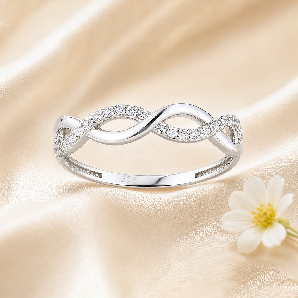 9ct White Gold Cubic Zirconia Infinity Ring