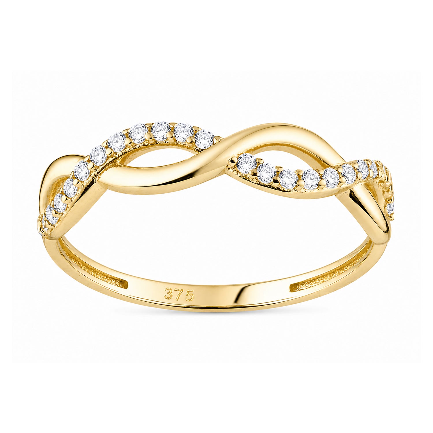 9ct Yellow Gold Cubic Zirconia Infinity Ring
