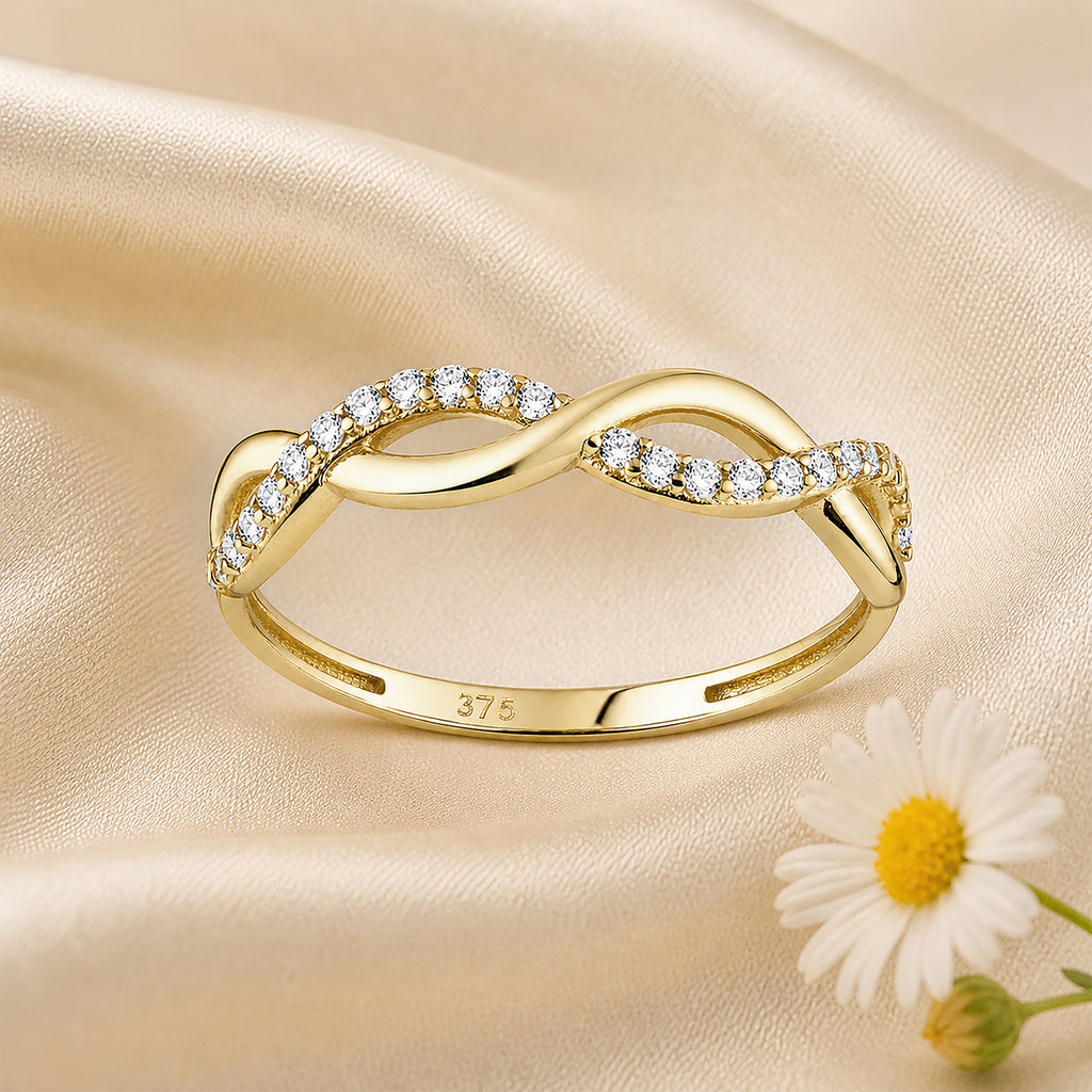 9ct Yellow Gold Cubic Zirconia Infinity Ring