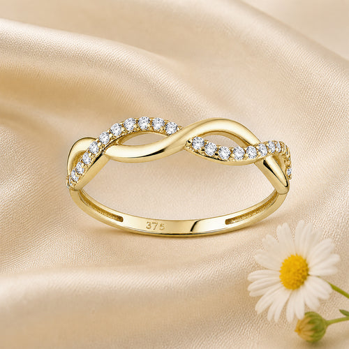 9ct Yellow Gold Cubic Zirconia Infinity Ring
