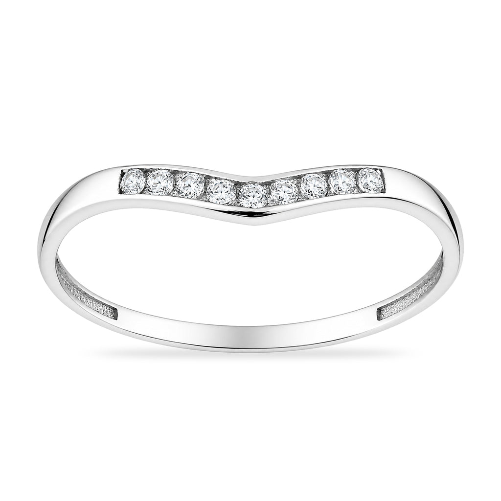9ct White Gold Cubic Zirconia Wishbone Ring