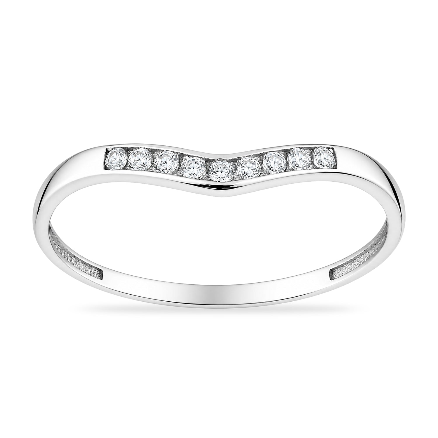 9ct White Gold Cubic Zirconia Wishbone Ring
