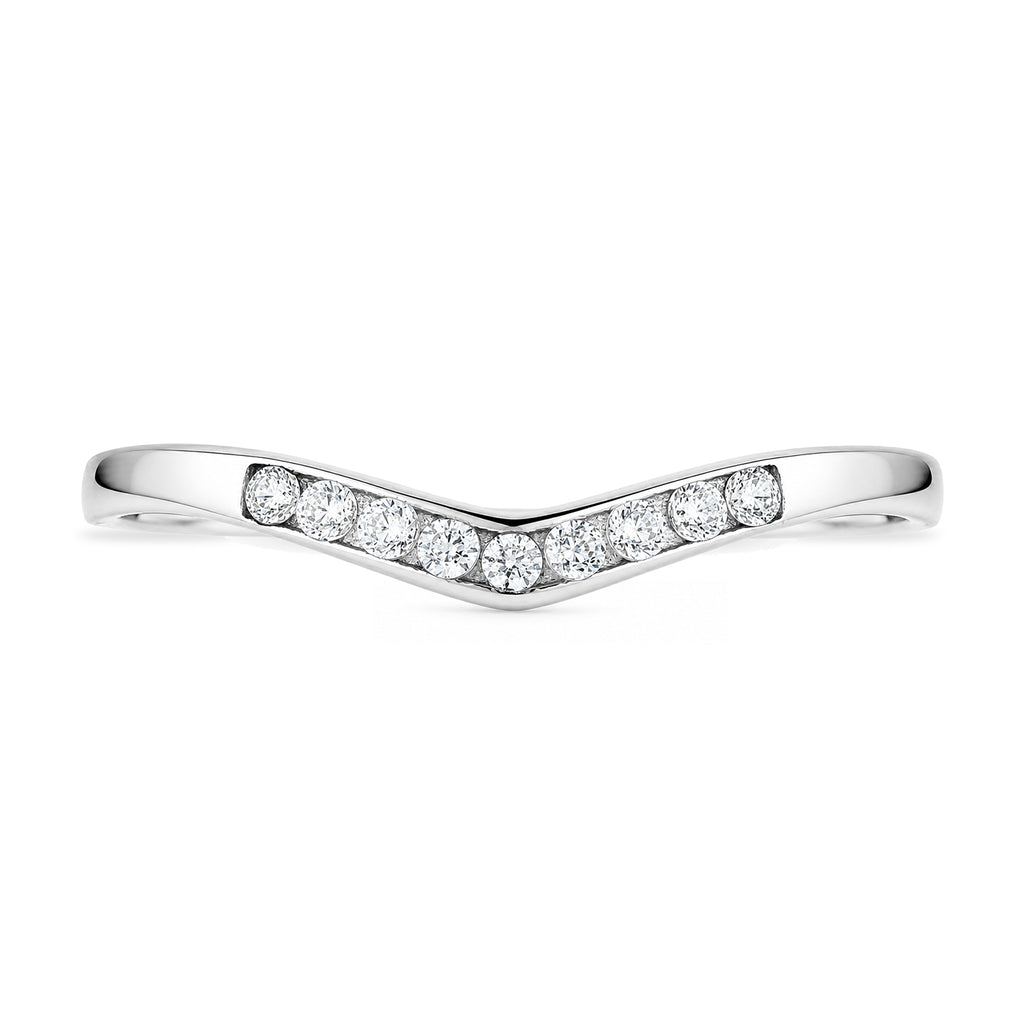 9ct White Gold Cubic Zirconia Wishbone Ring
