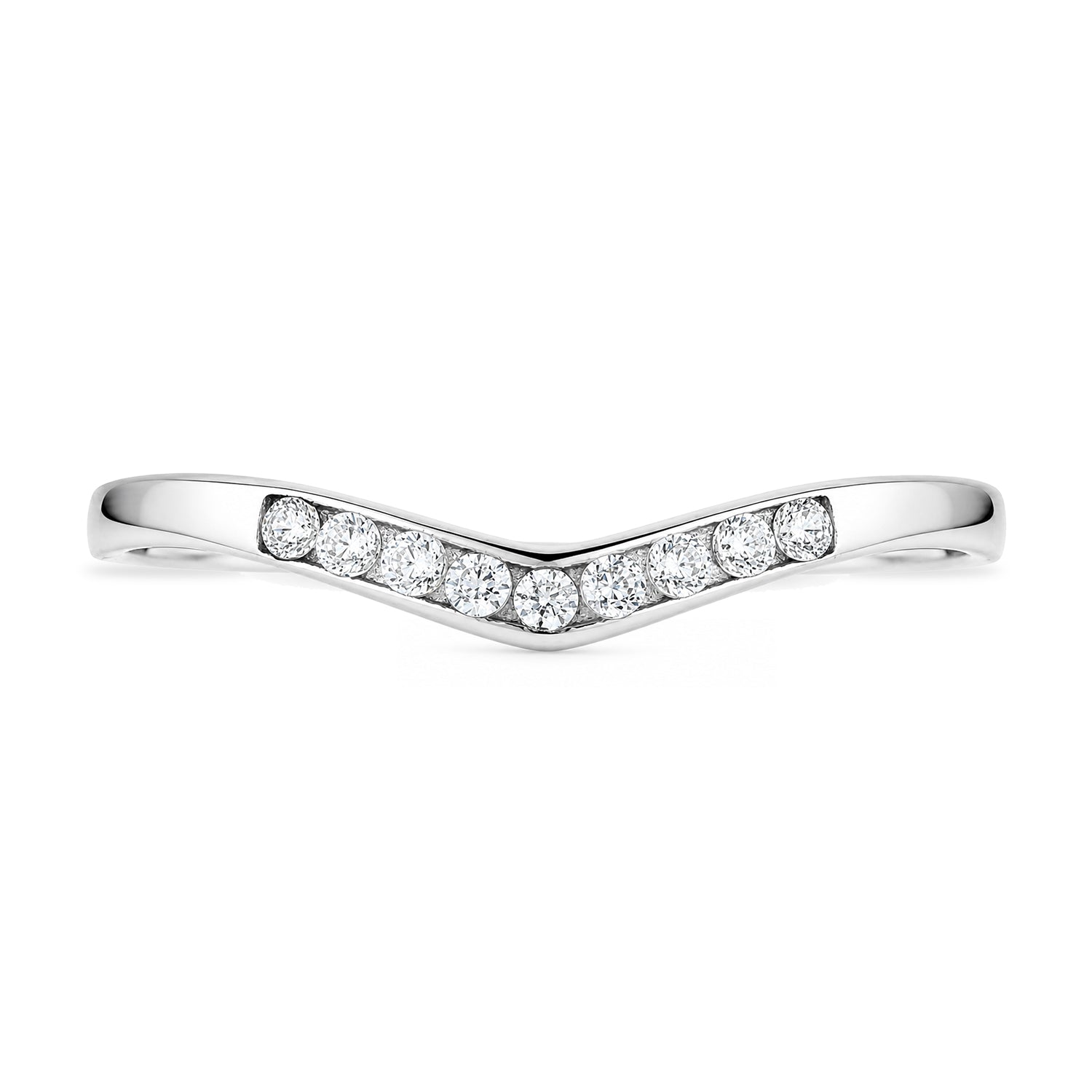 9ct White Gold Cubic Zirconia Wishbone Ring
