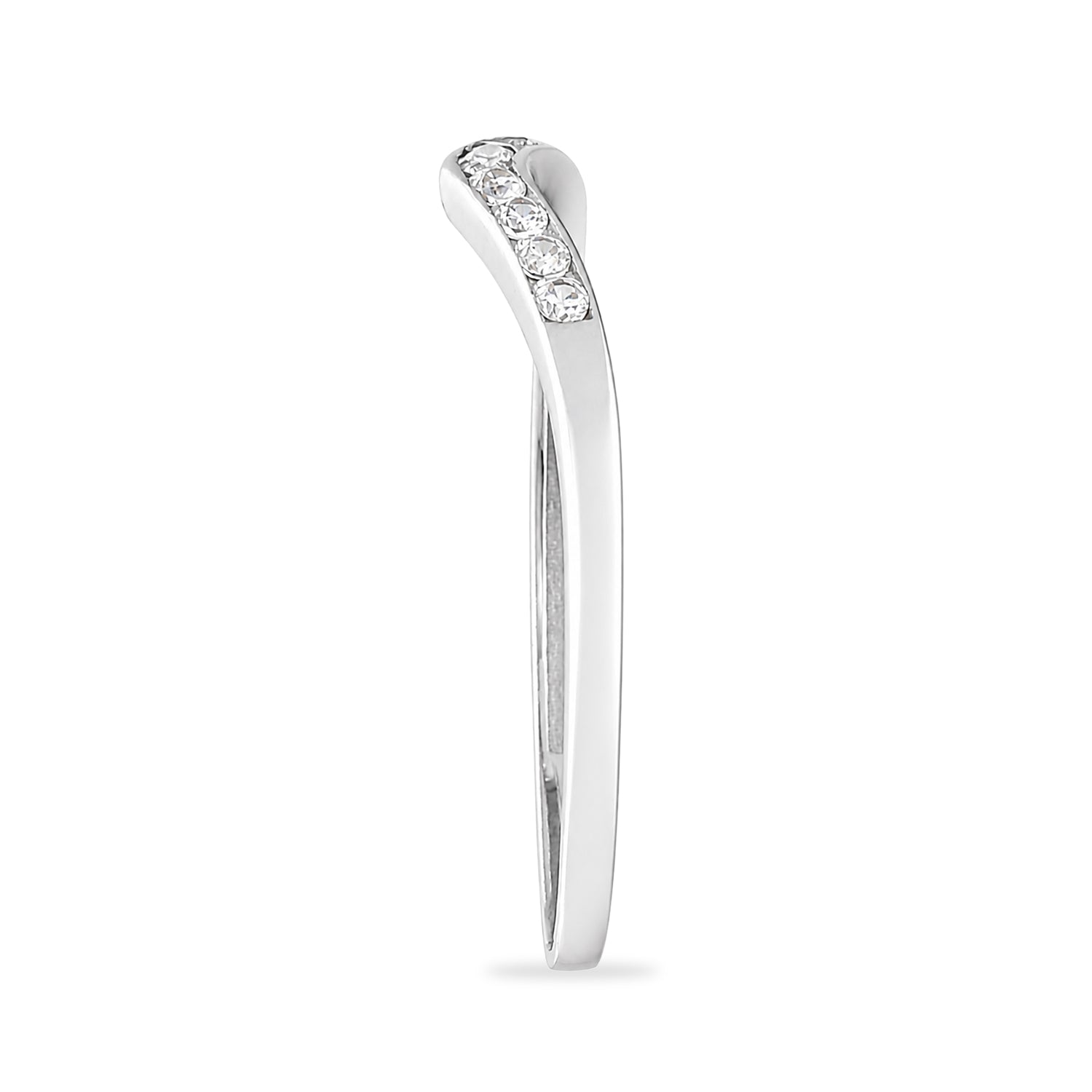 9ct White Gold Cubic Zirconia Wishbone Ring