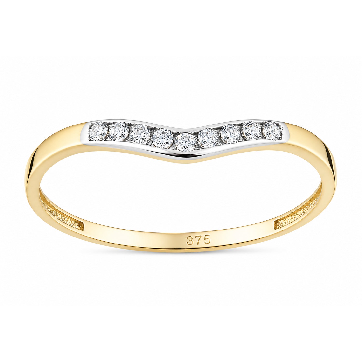 9ct Yellow Gold Cubic Zirconia Wishbone Ring