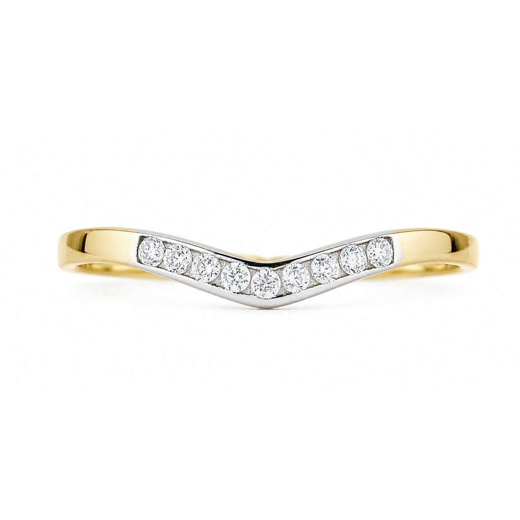 9ct Yellow Gold Cubic Zirconia Wishbone Ring
