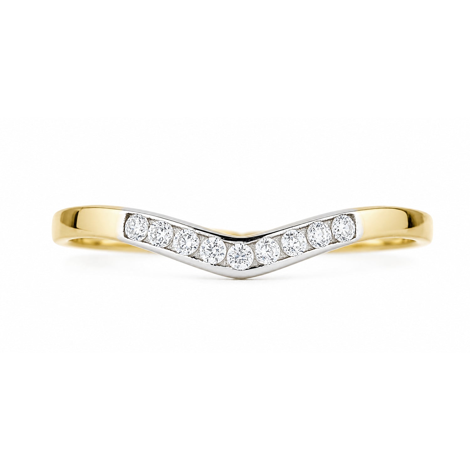 9ct Yellow Gold Cubic Zirconia Wishbone Ring