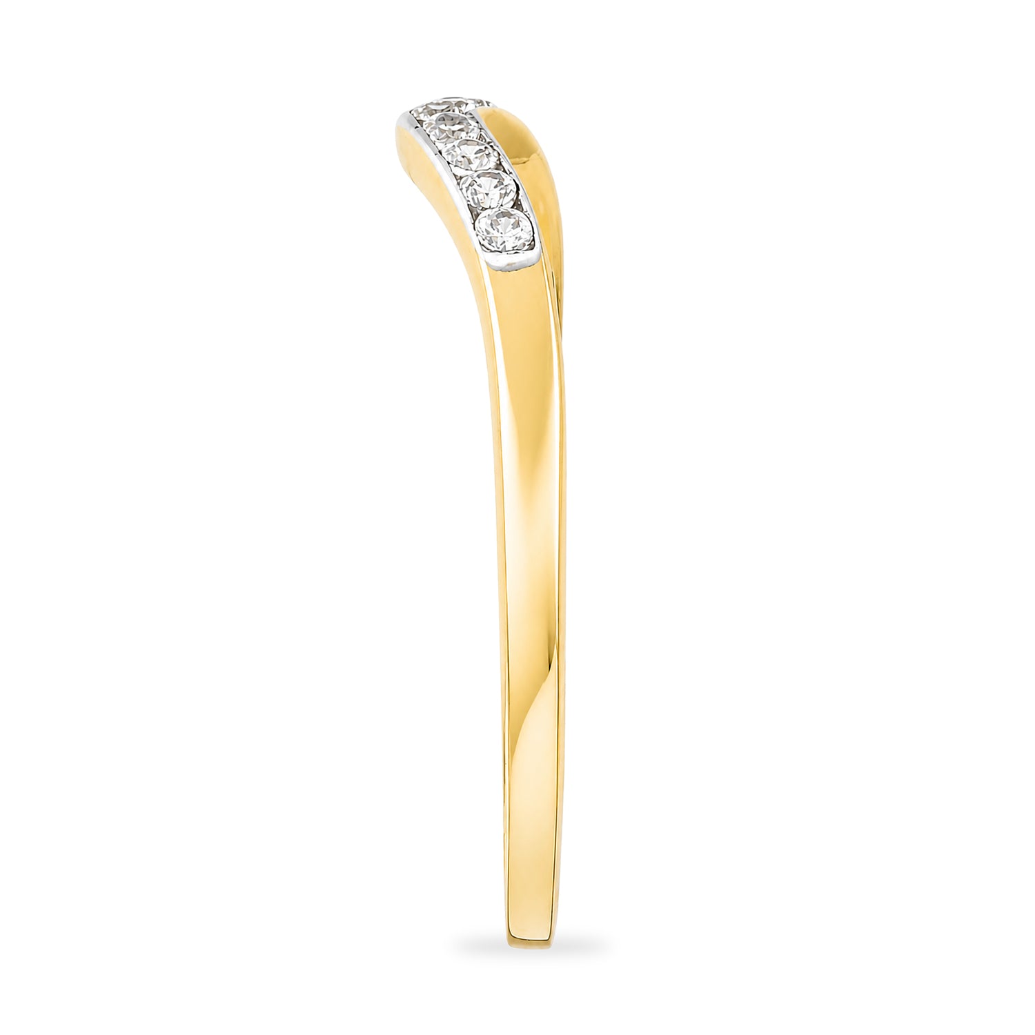 9ct Yellow Gold Cubic Zirconia Wishbone Ring