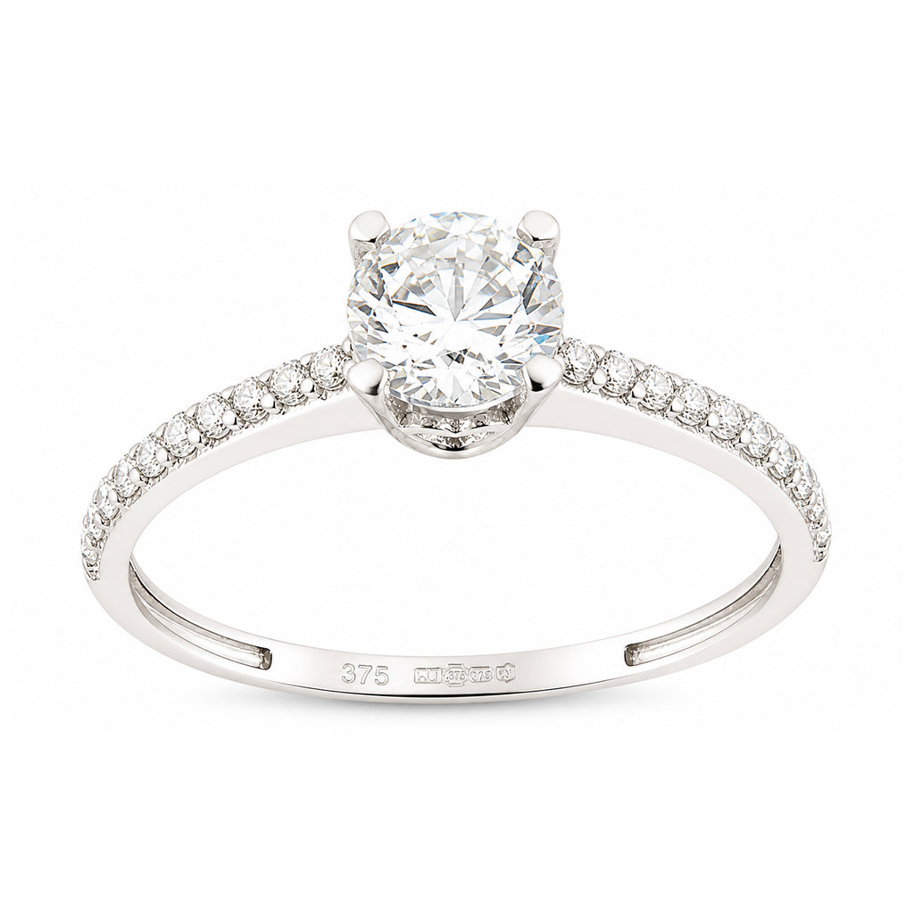 9ct White Gold Cubic Zirconia Solitaire Ring