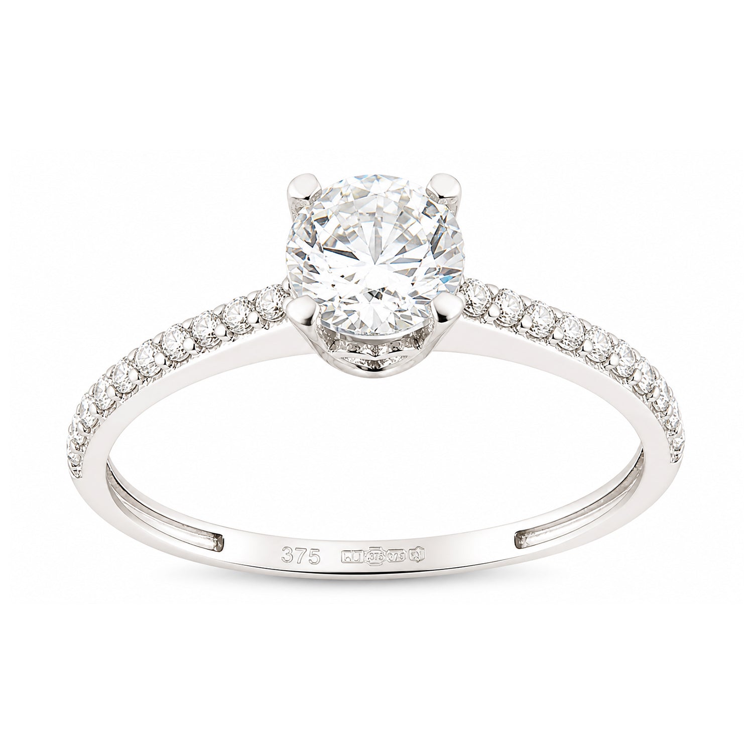 9ct White Gold Cubic Zirconia Solitaire Ring