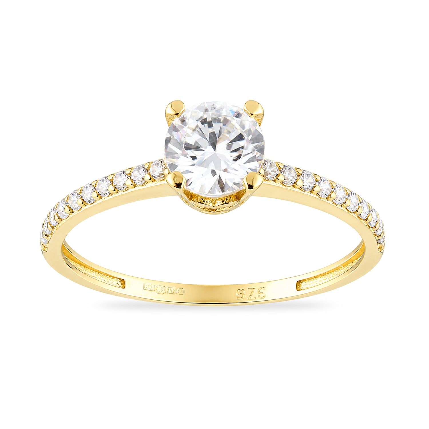 Cubic Zirconia Solitaire Ring in 9ct Yellow Gold