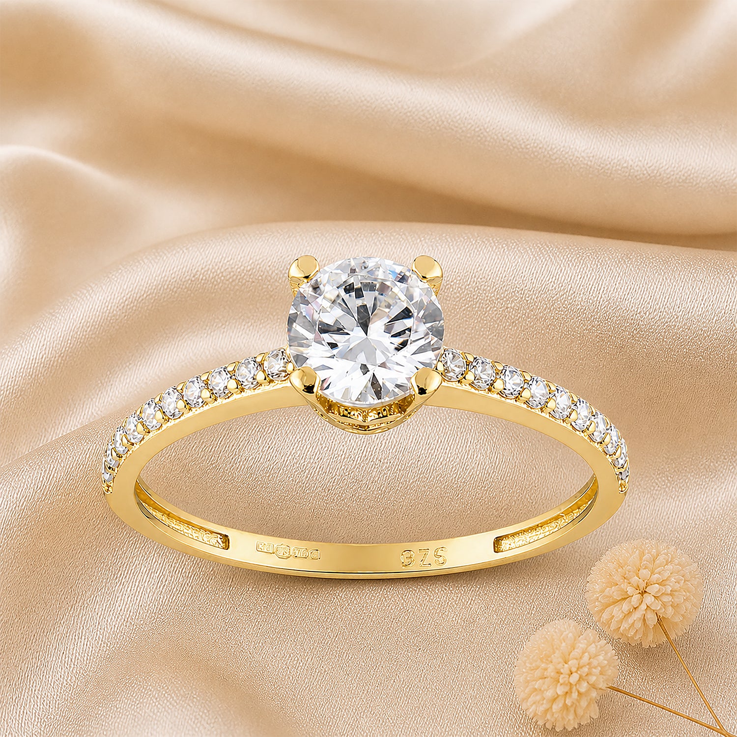 Cubic Zirconia Solitaire Ring in 9ct Yellow Gold