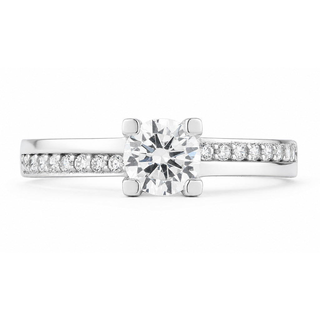 9ct White Gold Cubic Solitaire Engagement Ring