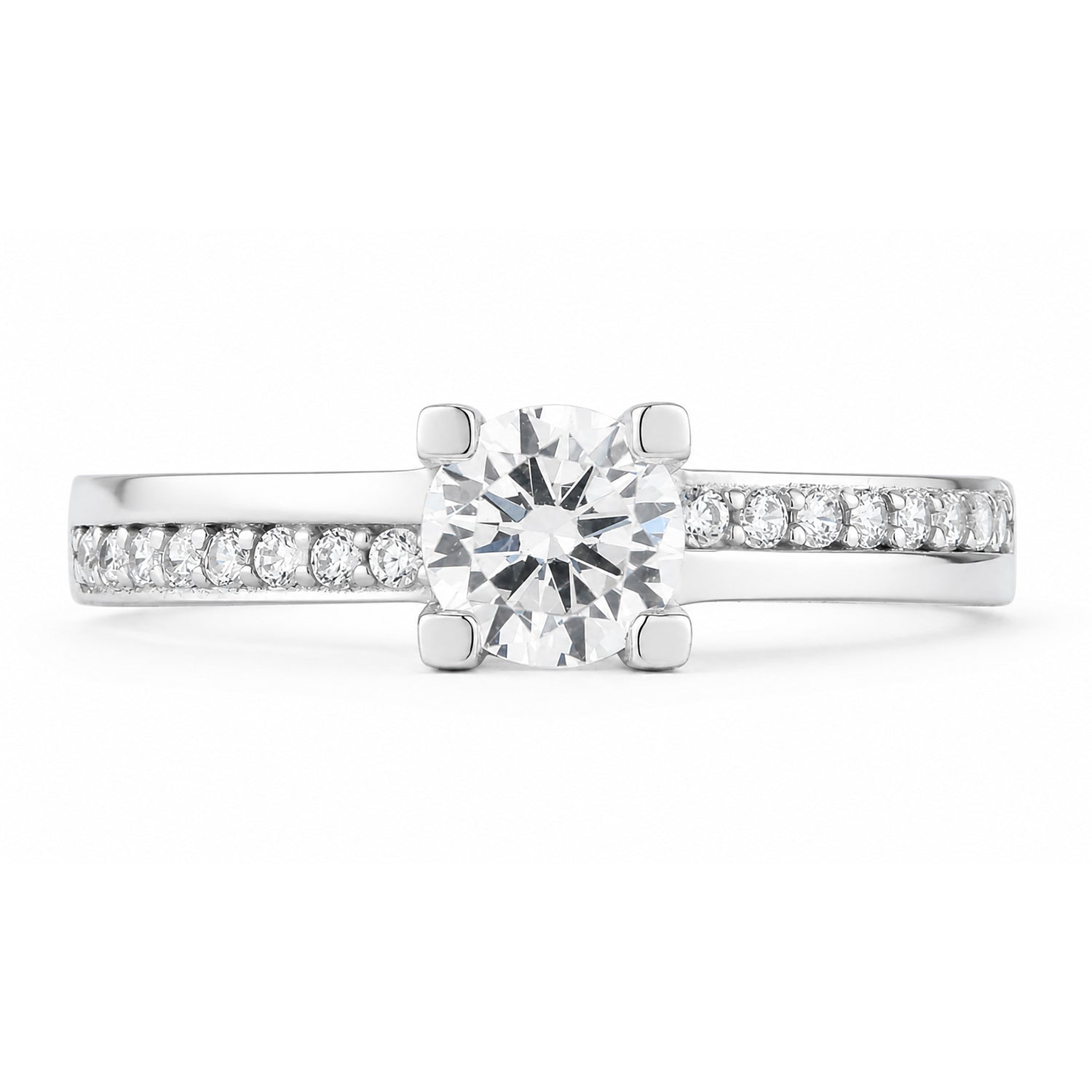 9ct White Gold Cubic Solitaire Engagement Ring