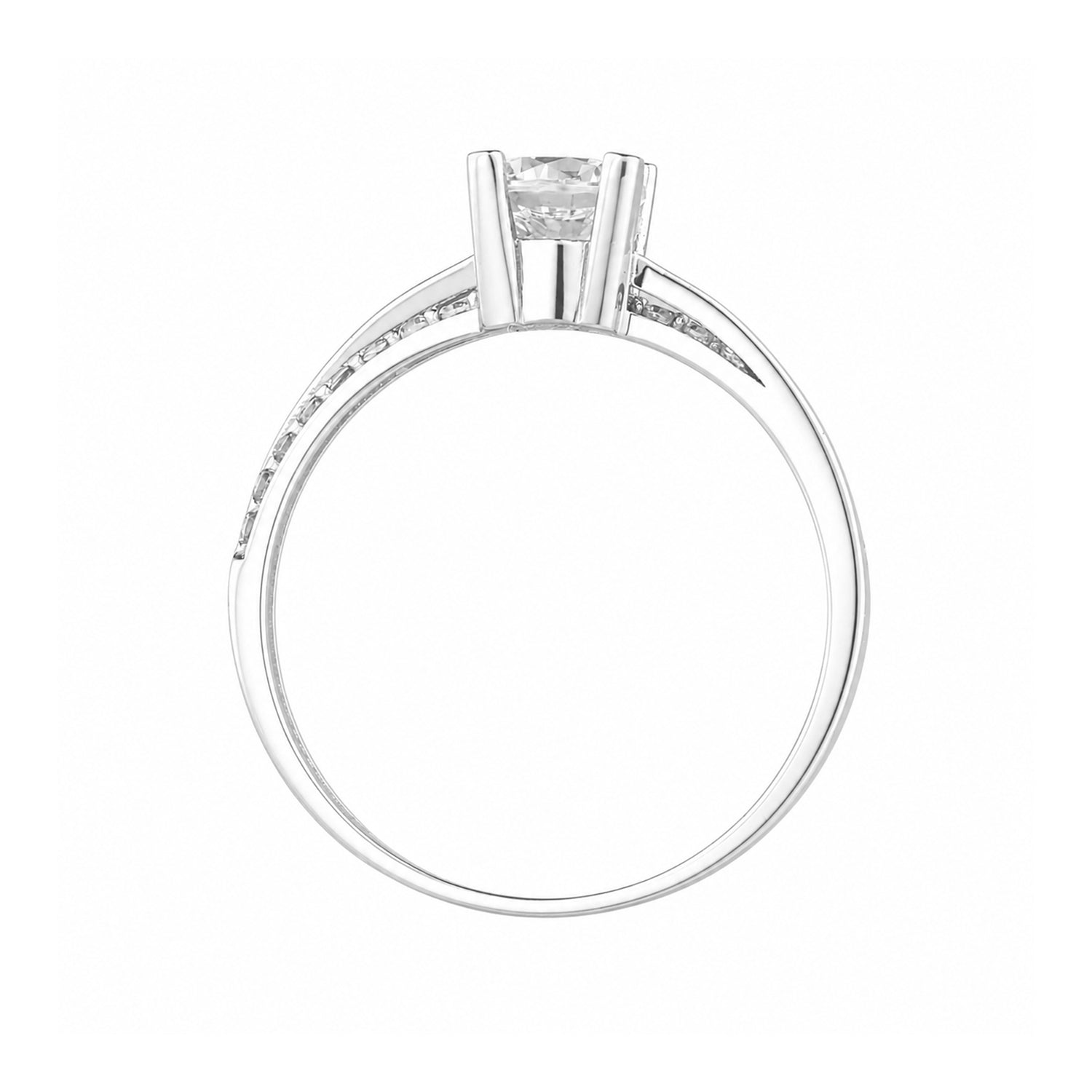 9ct White Gold Cubic Solitaire Engagement Ring
