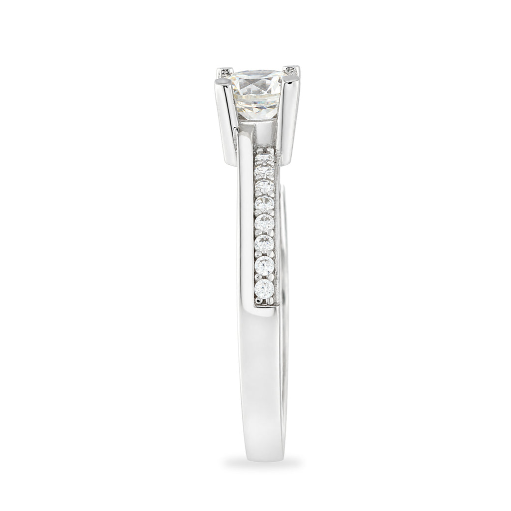 9ct White Gold Cubic Solitaire Engagement Ring