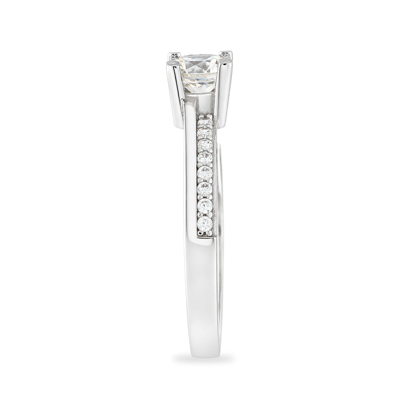 9ct White Gold Cubic Solitaire Engagement Ring