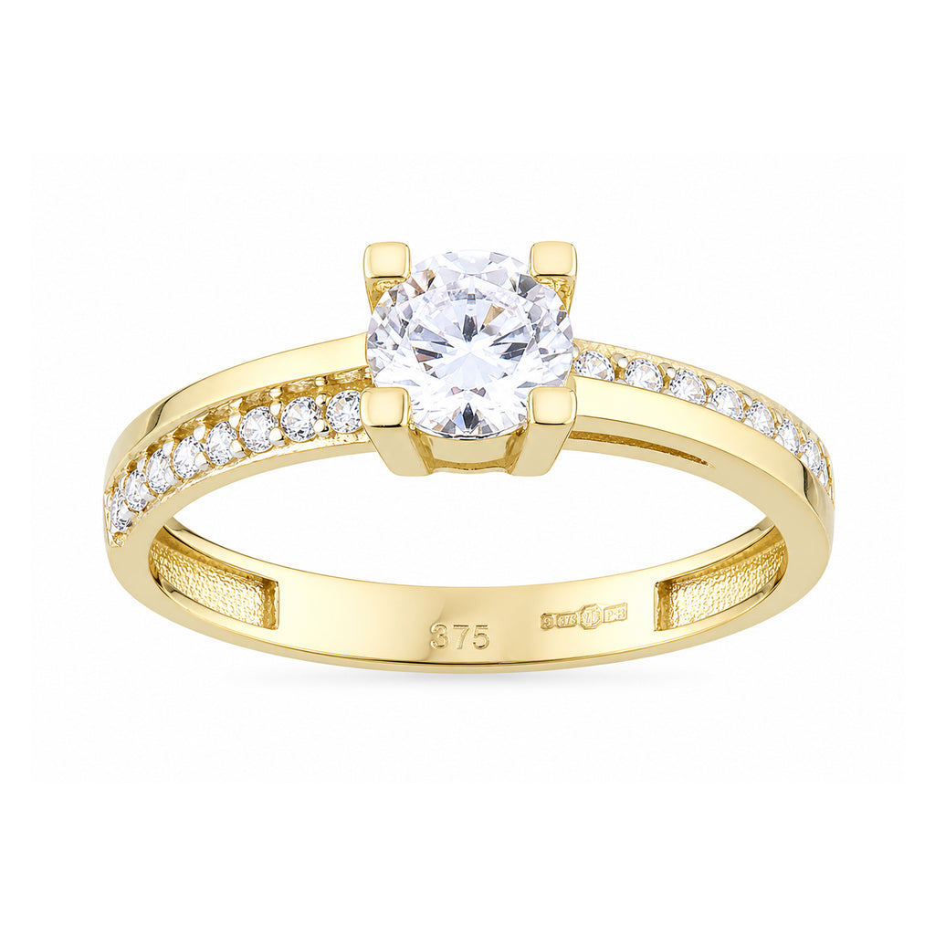 9ct Yellow Gold Cubic Zirconia Solitaire Ring