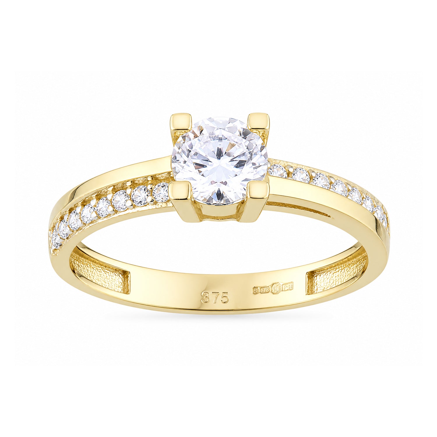 9ct Yellow Gold Cubic Zirconia Solitaire Ring
