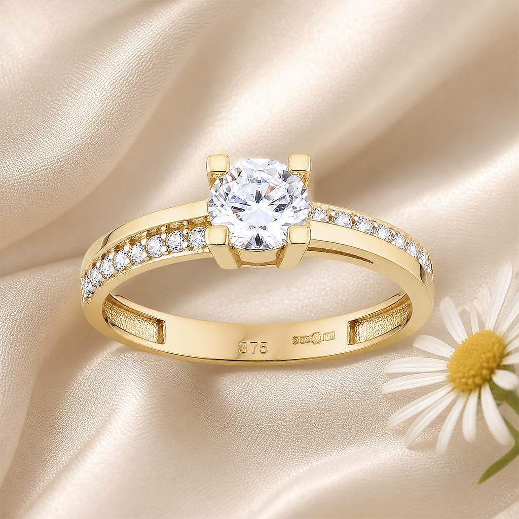 9ct Yellow Gold Cubic Zirconia Solitaire Ring