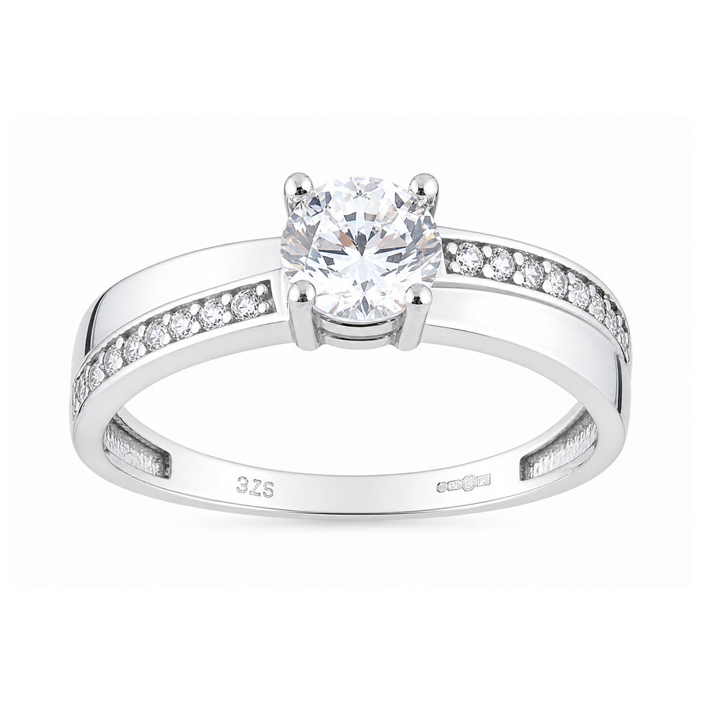 9ct White Gold Cubic Zirconia Crossover Ring