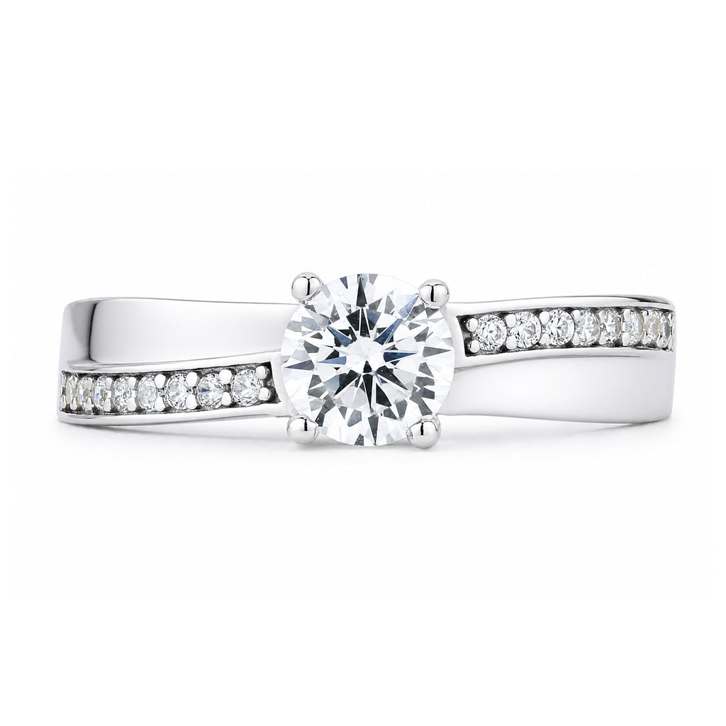 9ct White Gold Cubic Zirconia Crossover Ring