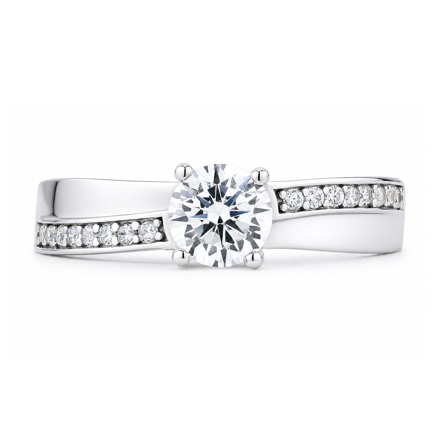 9ct White Gold Cubic Zirconia Crossover Ring
