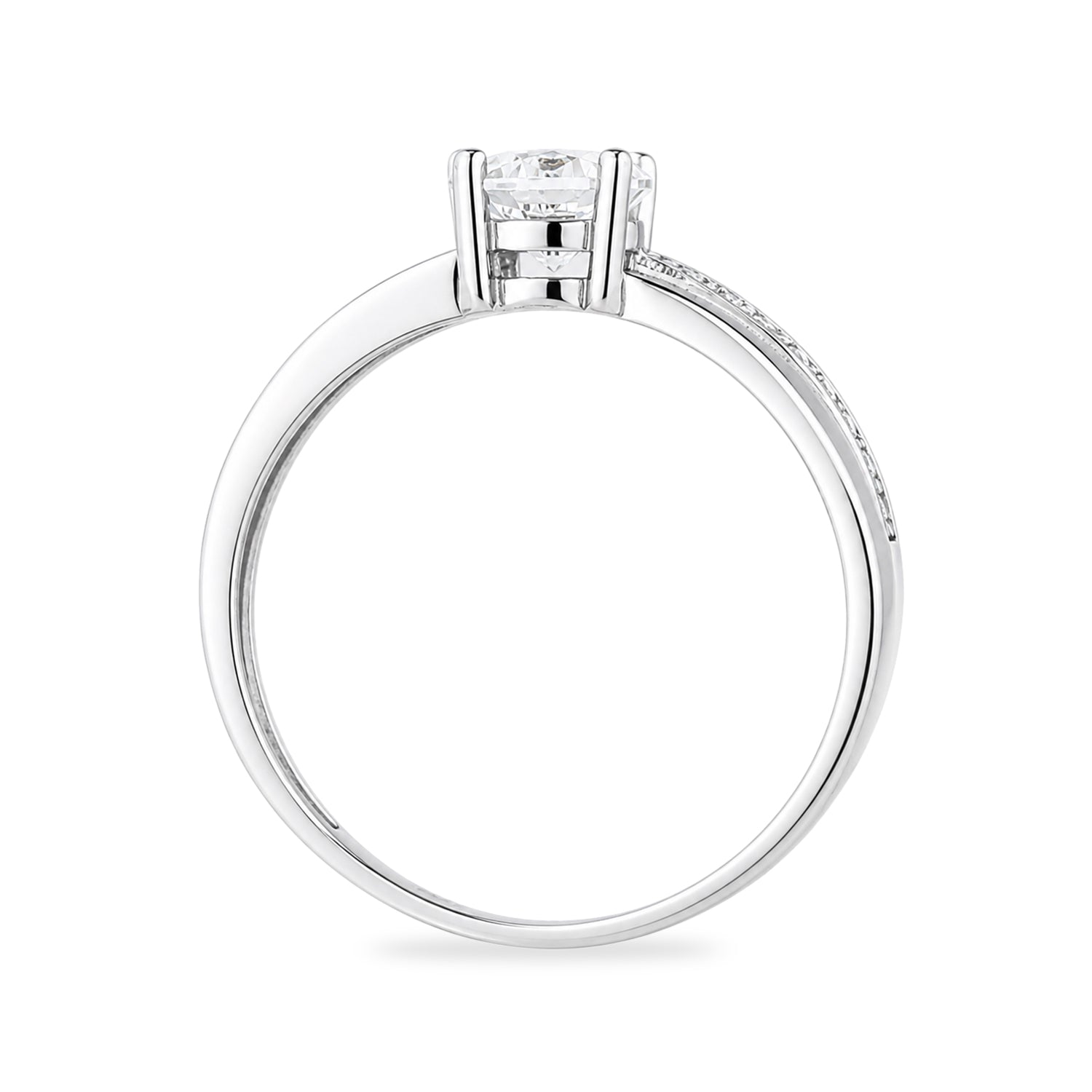 9ct White Gold Cubic Zirconia Crossover Ring