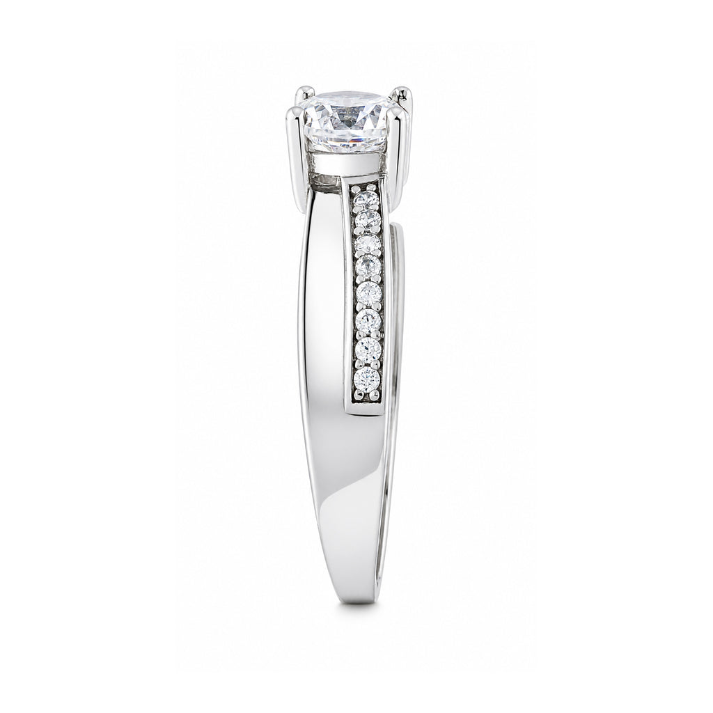 9ct White Gold Cubic Zirconia Crossover Ring