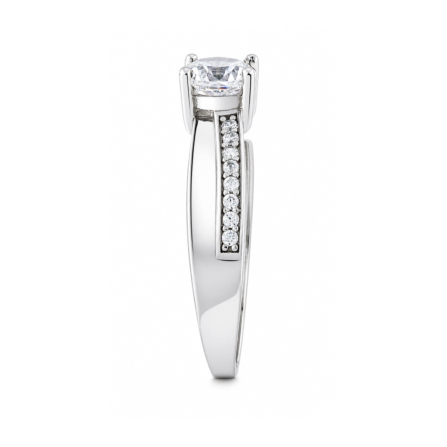 9ct White Gold Cubic Zirconia Crossover Ring
