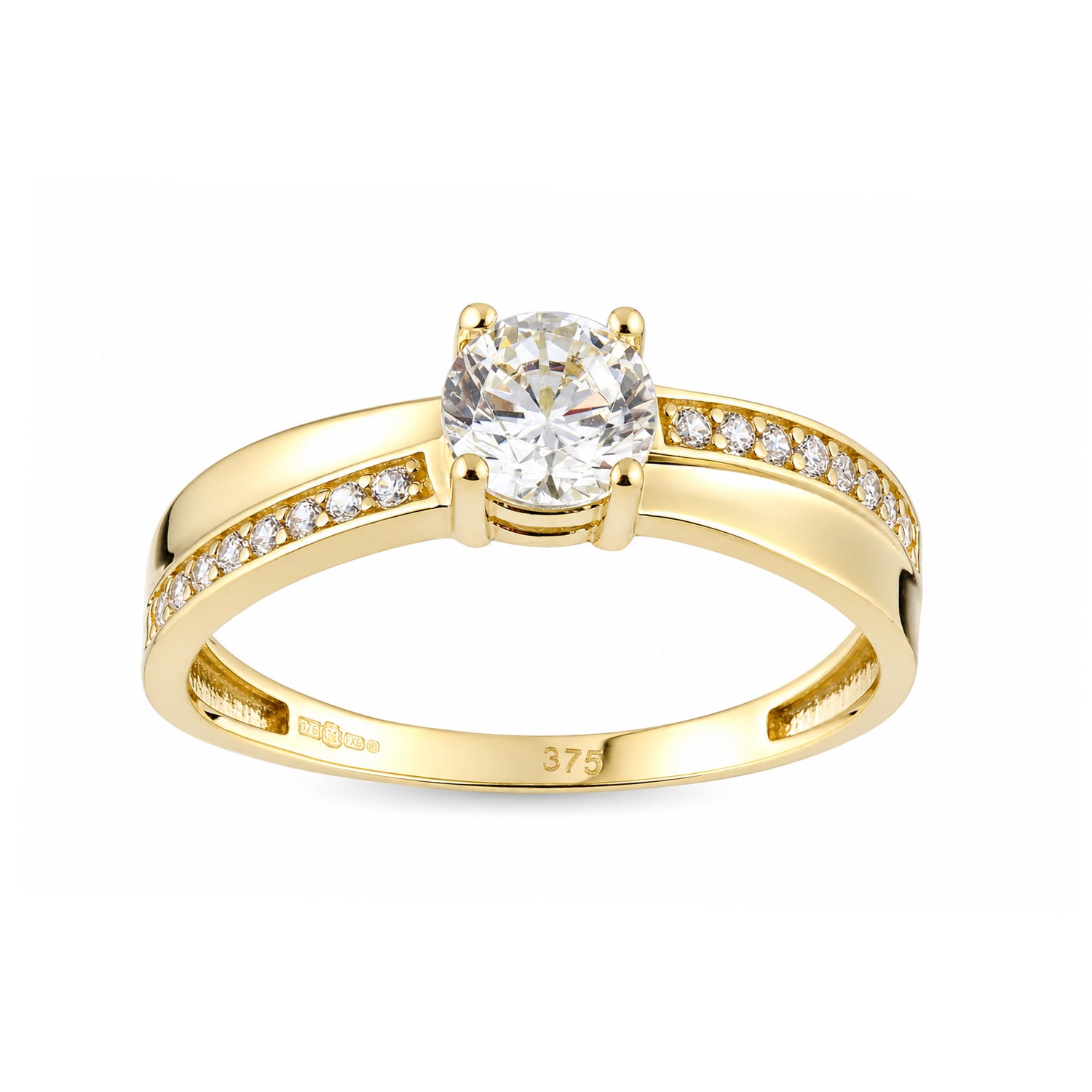 9ct Yellow Gold Cubic Zirconia Crossover Ring