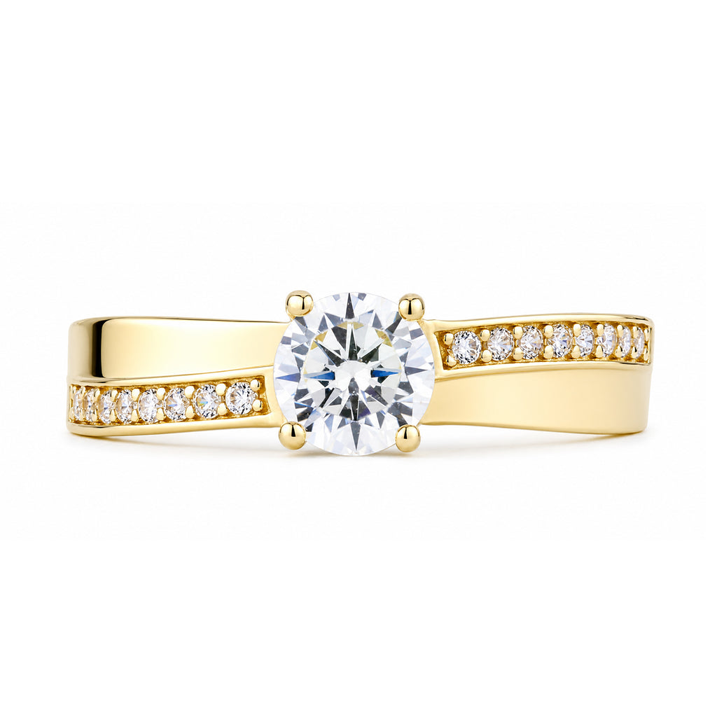 9ct Yellow Gold Cubic Zirconia Crossover Ring
