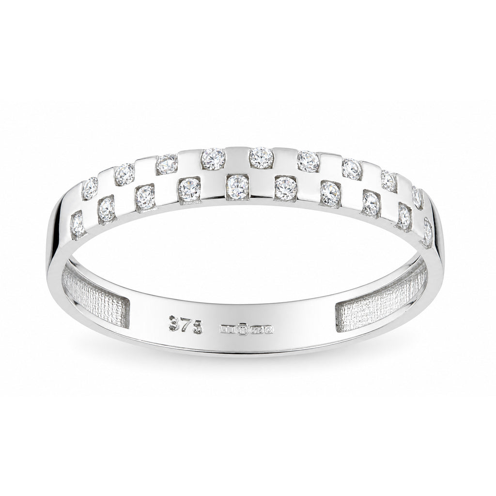 9ct Gold Band Ring with Cubic Zirconia Channel Set