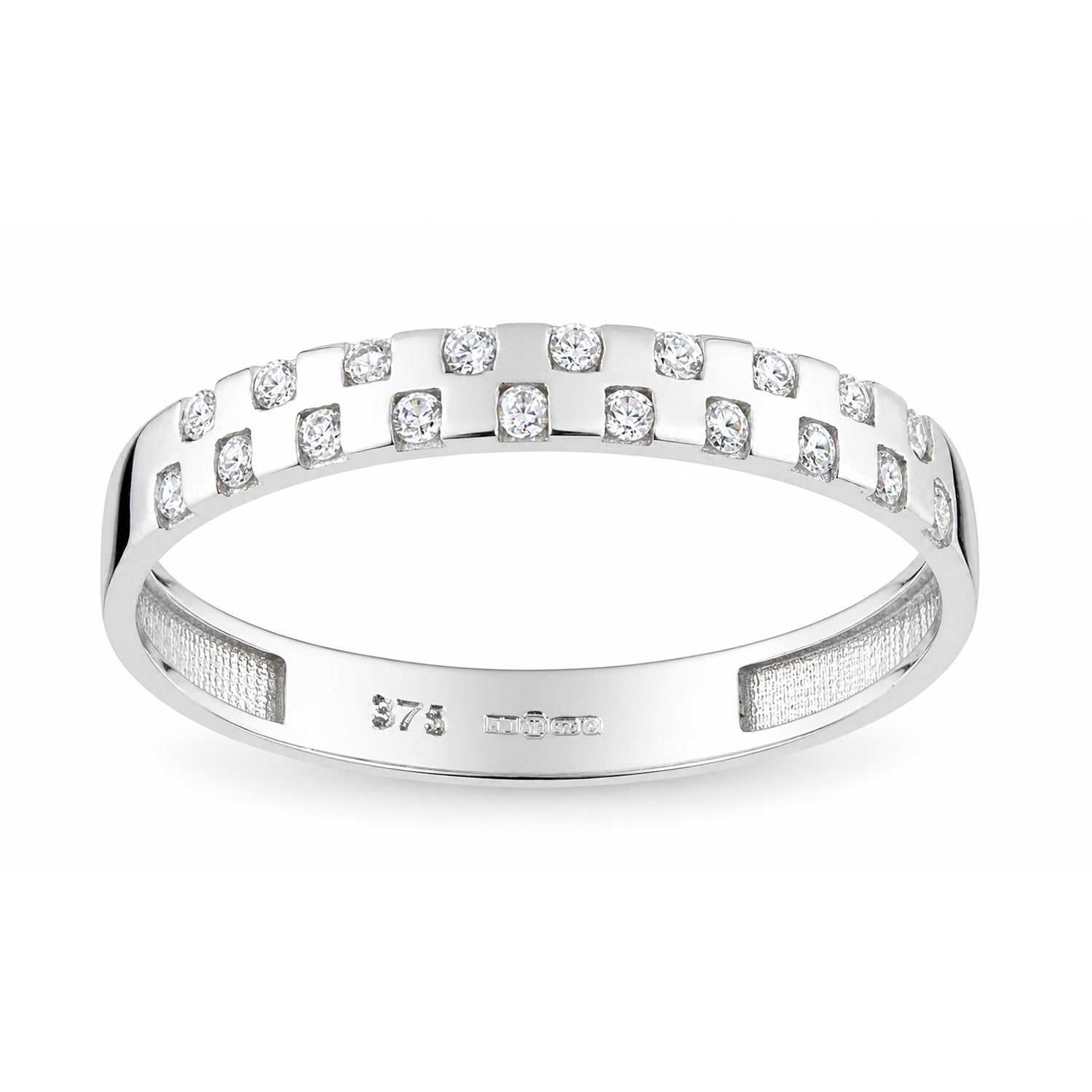 9ct Gold Band Ring with Cubic Zirconia Channel Set
