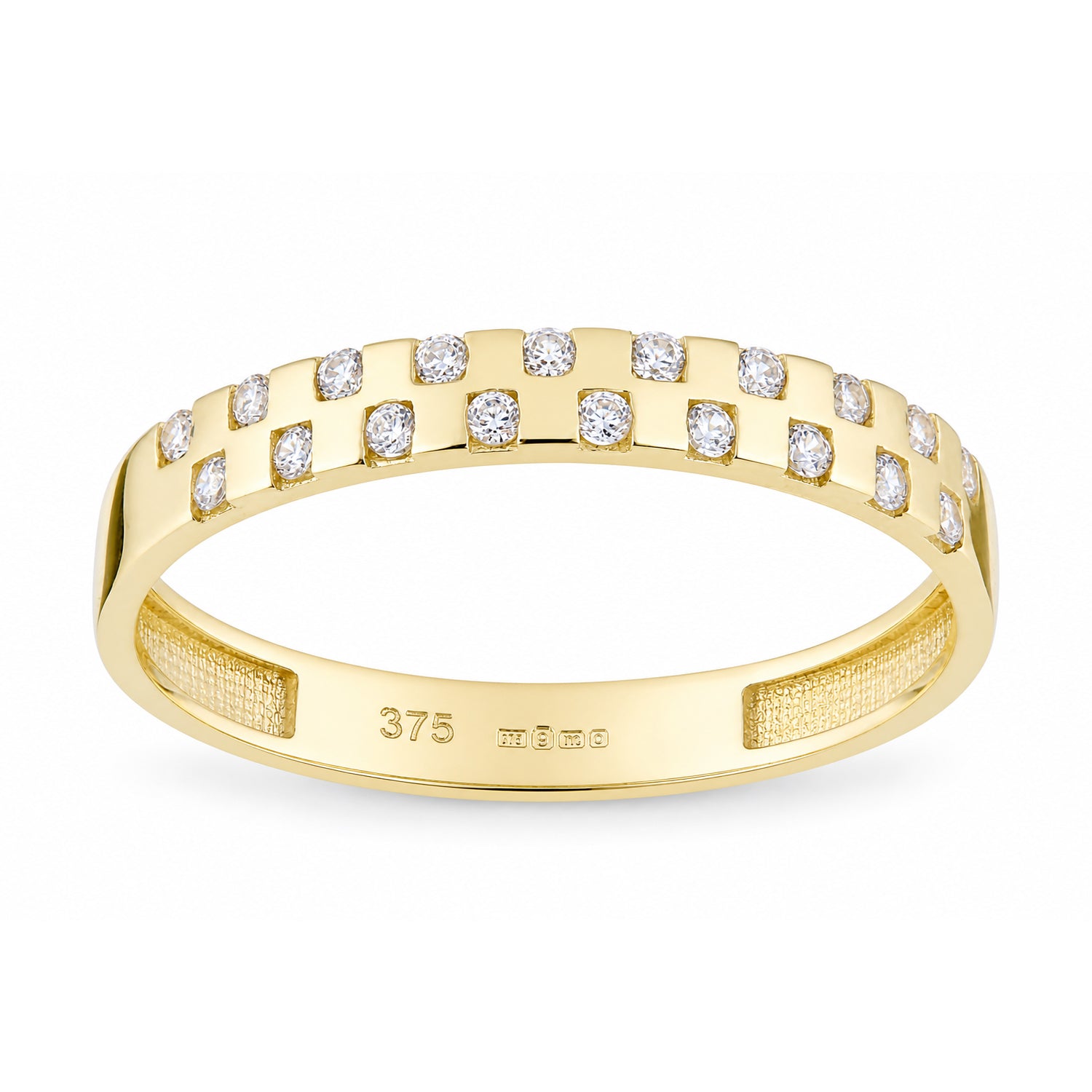 9ct Yellow Gold Band Ring with Scattered Cubic Zirconia Stones