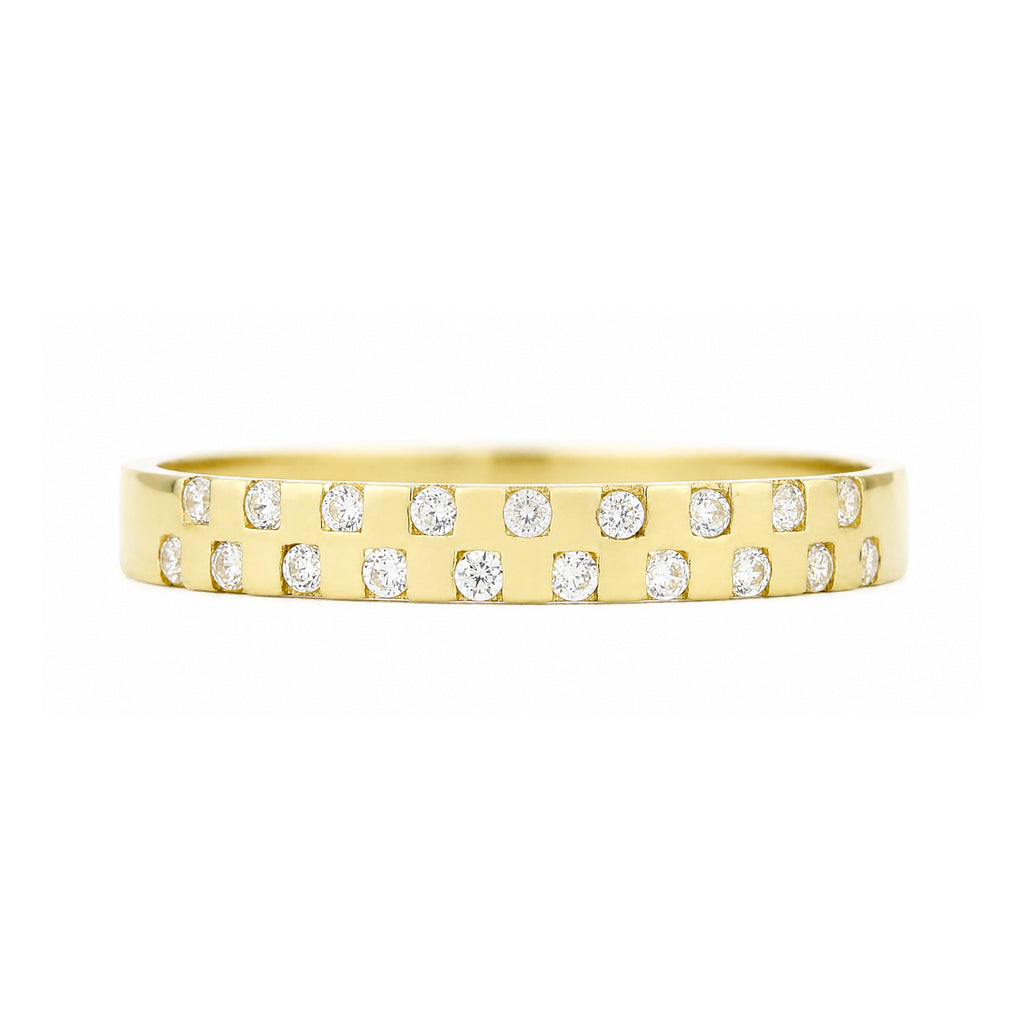 9ct Yellow Gold Band Ring with Scattered Cubic Zirconia Stones