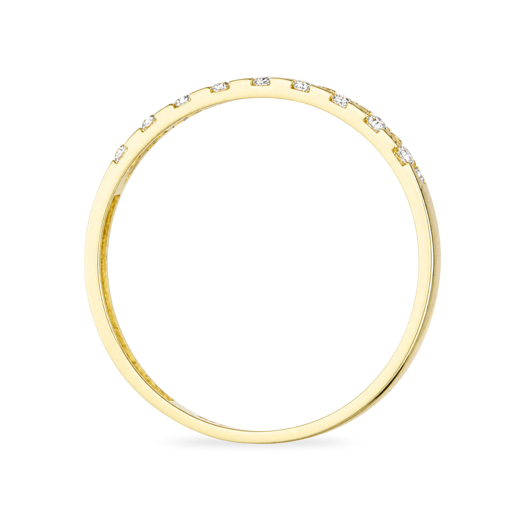 9ct Yellow Gold Band Ring with Scattered Cubic Zirconia Stones