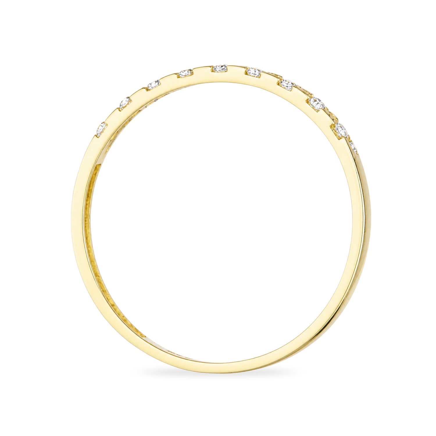 9ct Yellow Gold Band Ring with Scattered Cubic Zirconia Stones