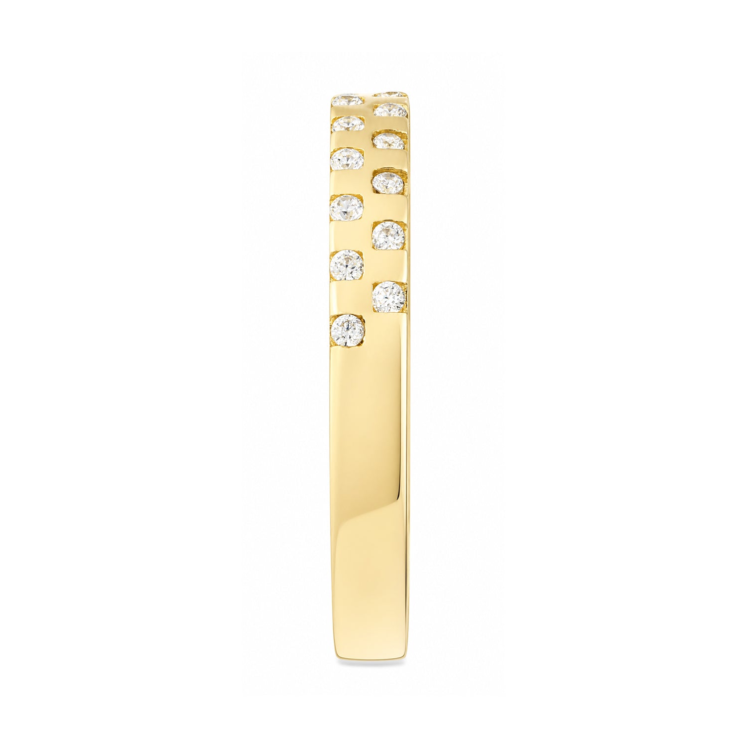 9ct Yellow Gold Band Ring with Scattered Cubic Zirconia Stones