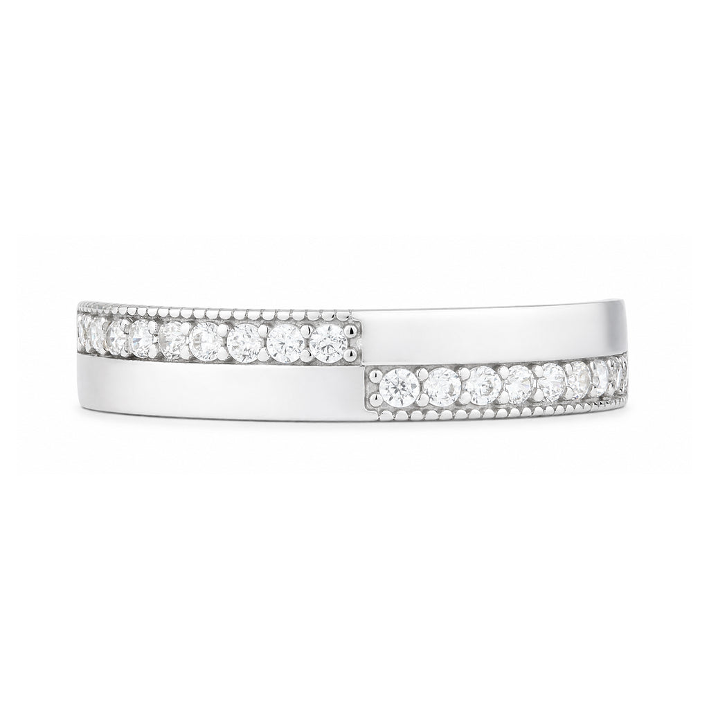 9ct White Gold Cubic Zirconia Crossover Ring