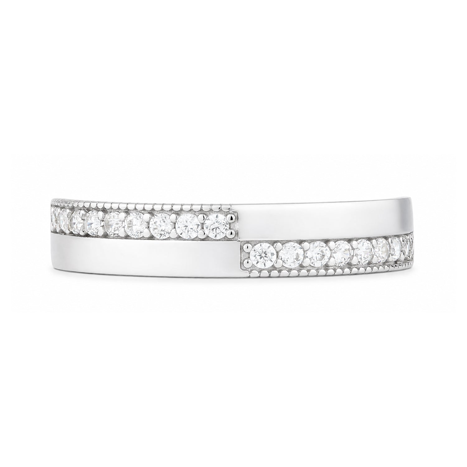 9ct White Gold Cubic Zirconia Crossover Ring