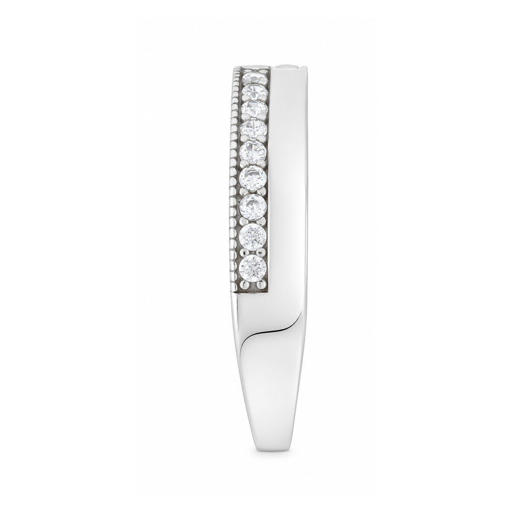 9ct White Gold Cubic Zirconia Crossover Ring
