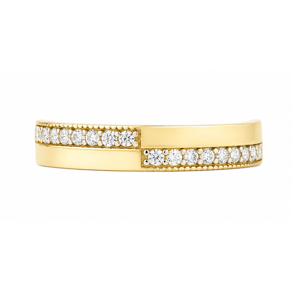 9ct Yellow Gold Cubic Zirconia Crossover Band Ring