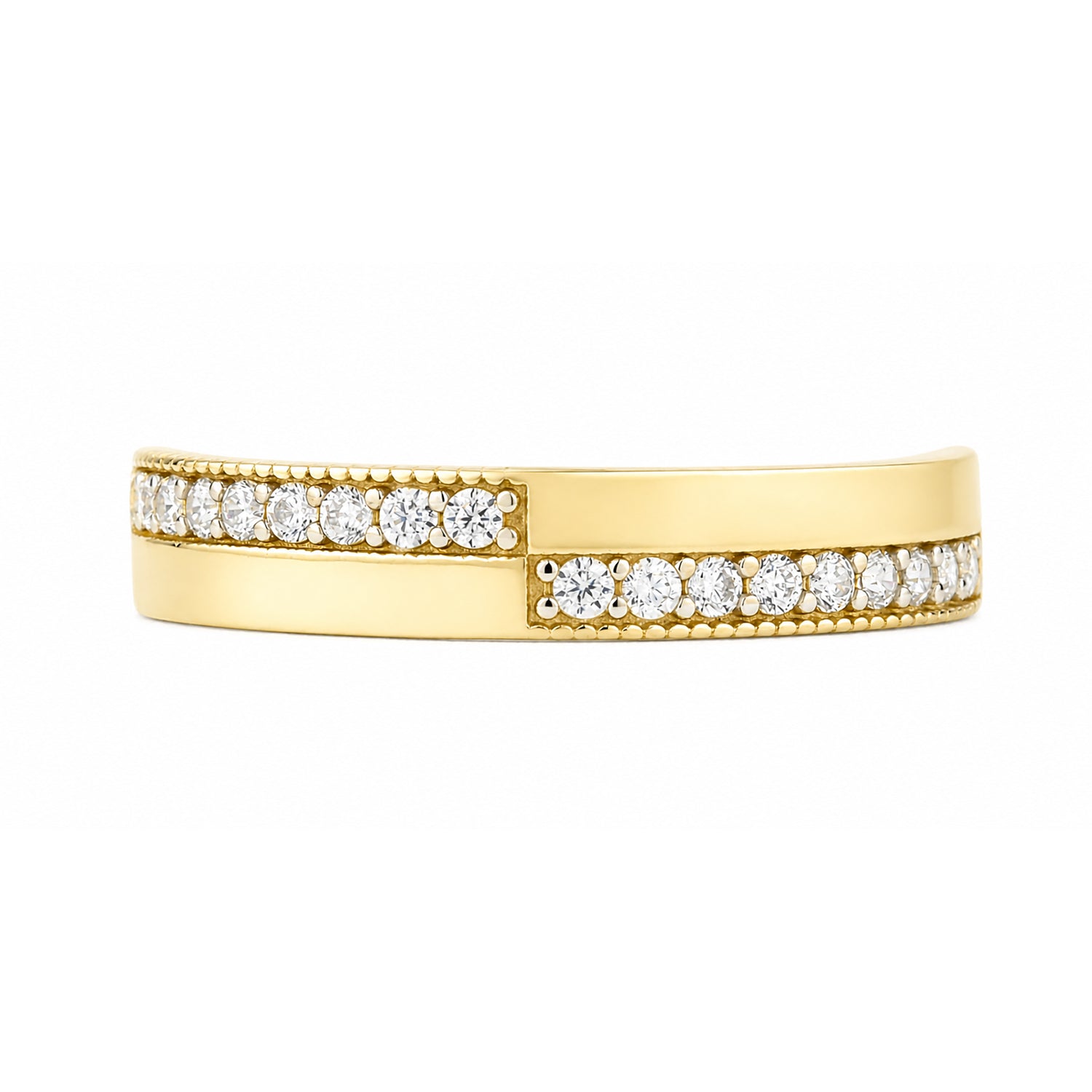 9ct Yellow Gold Cubic Zirconia Crossover Band Ring