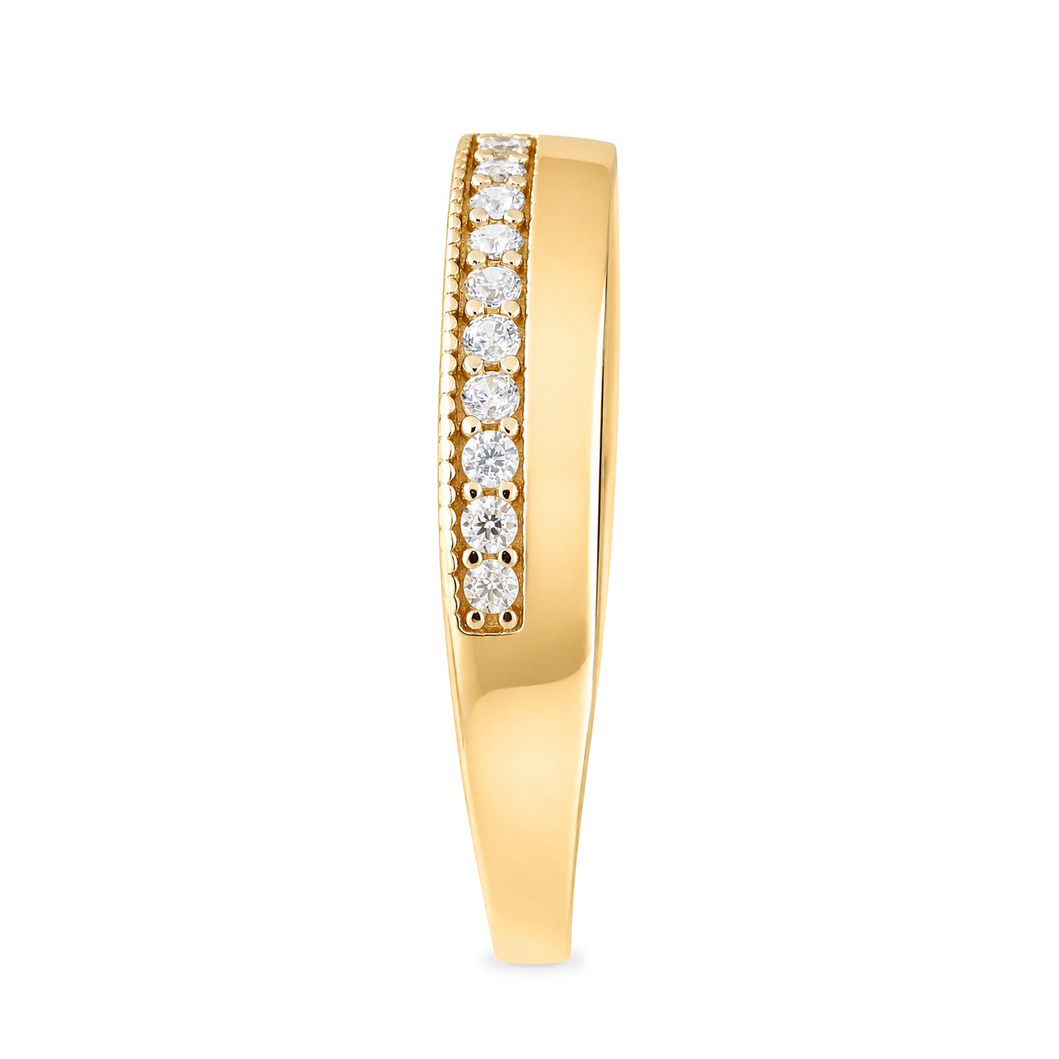 9ct Yellow Gold Cubic Zirconia Crossover Band Ring