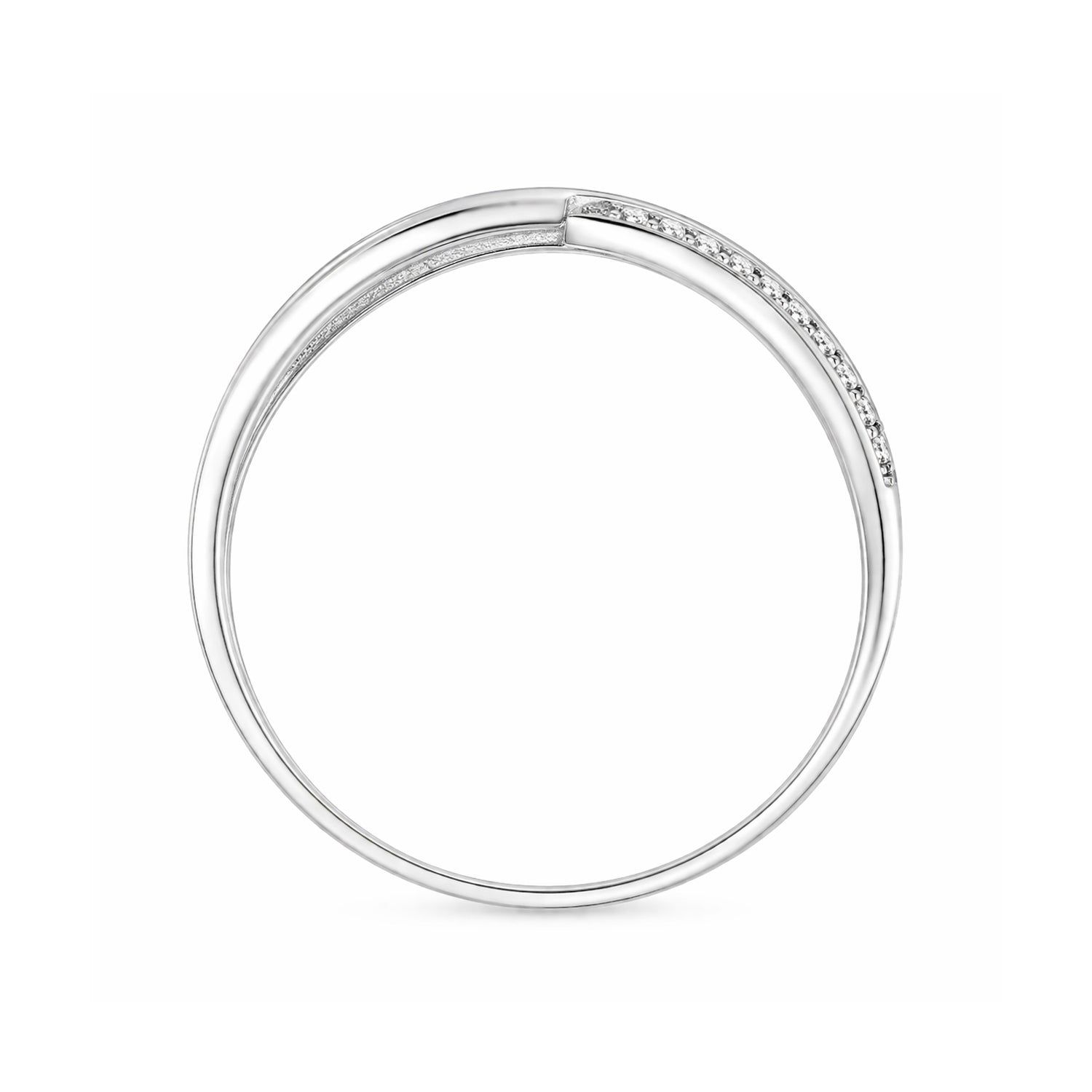 9ct White Gold Cubic Zirconia Crossover Ring