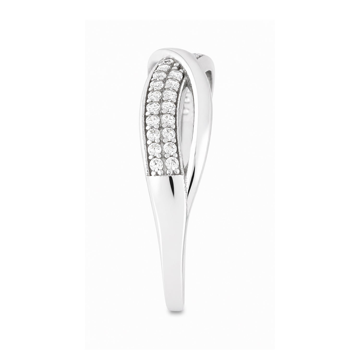 9ct White Gold Cubic Zirconia Crossover Ring
