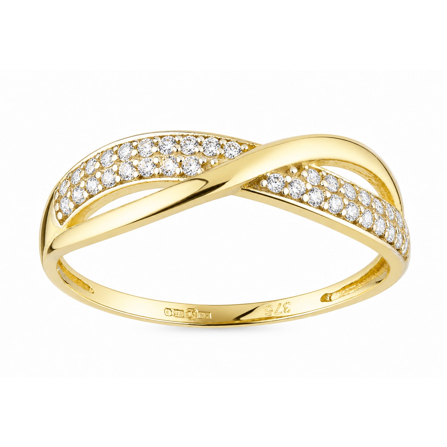 9ct Yellow Gold Cubic Zirconia Crossover Ring